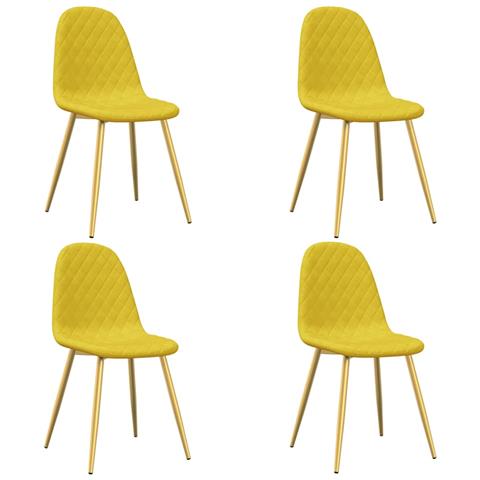 Sedie Da Pranzo 4 Pz Giallo Senape In Velluto - Foto 1