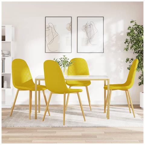 Sedie Da Pranzo 4 Pz Giallo Senape In Velluto - Foto 8