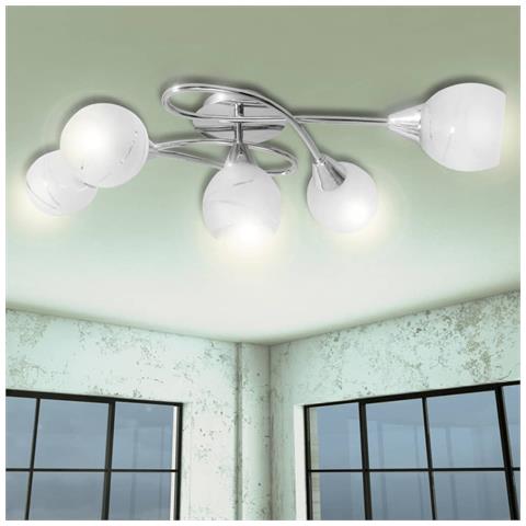 Lusso Casadino - Lampada Da Soffitto Con Paralume In Vetro Per 5 Lampadine E14 - Foto 5