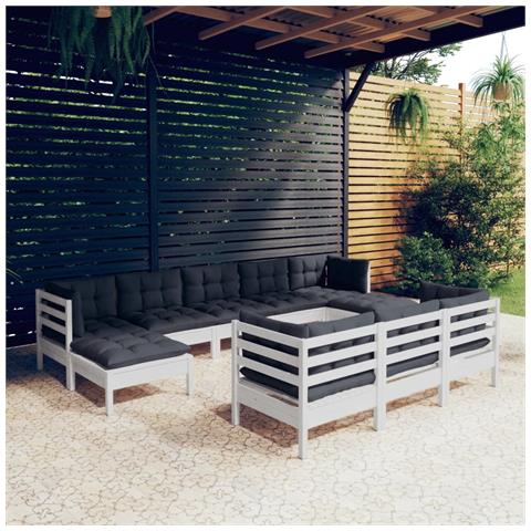 Lusso Casadino - Set Divani Da Giardino 10 Pz Con Cuscini Bianchi Legno Di Pino - Foto 8