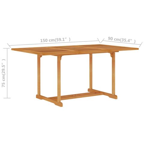 Tavolo Da Giardino 150x90x75 Cm In Legno Massello Di Teak - Foto 6
