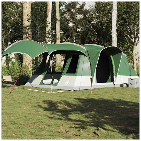 Tenda da Campeggio a Tunnel per 5 Persone Verde Impermeabile - Foto 1