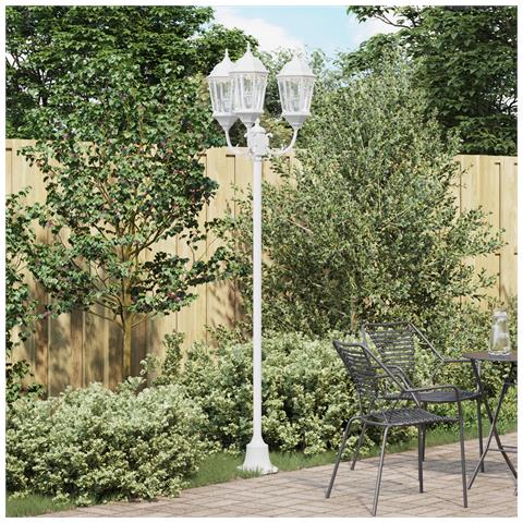 Lampione da Giardino  3 lampade E27 Bianco 220 cm Alluminio - Foto 8