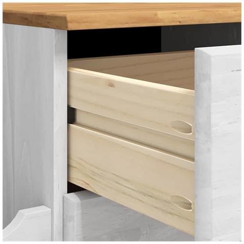 Panchina di Stoccaggio per Ingresso ASKIM Bianca 100x39x62 cm Legno Massello Pino - Foto 9
