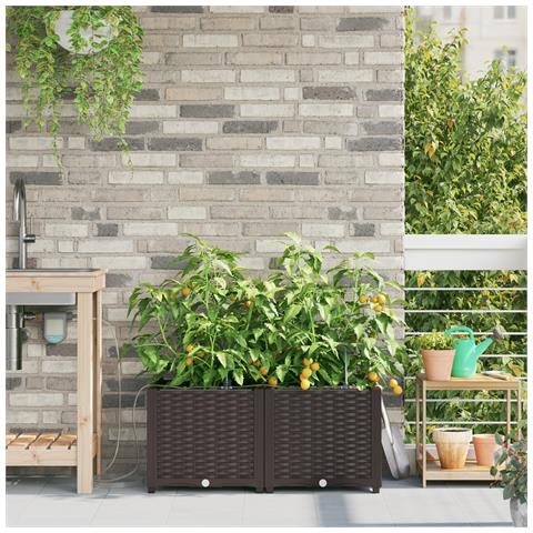 Fioriere  con sistema di irrigazione 2 pezzi Marrone - Foto 2