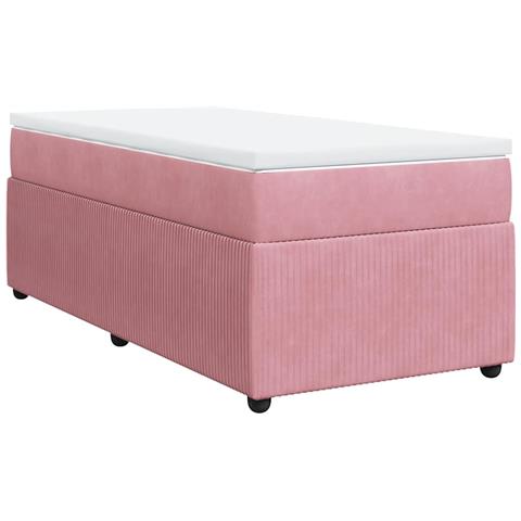 Giroletto a Molle con Materasso Rosa 90x190 cm in Velluto - Foto 1
