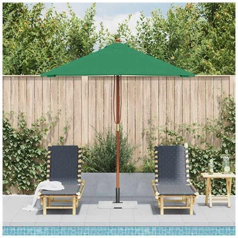 Ombrellone Da Esterni Con Palo In Legno 150x200 Cm Verde - Foto 1