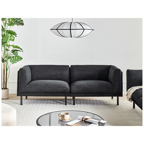 Divano 3 Posti Vorgod Tessuto Nero - Foto 1