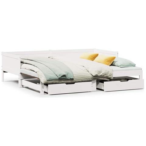 Letto Estraibile con Cassetti senza Materasso Bianco 90x190 cm - Foto 1
