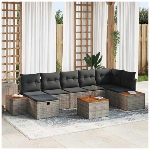 Set Divano da Giardino 8 pcs Grigio 55 x 62 x 69 cm Poly Rattan - Foto 2