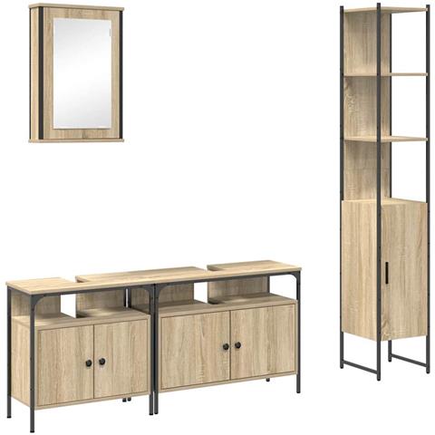 Set di mobili per il bagno con lo scaffale 4 pcs rovere sonoma - Foto 1