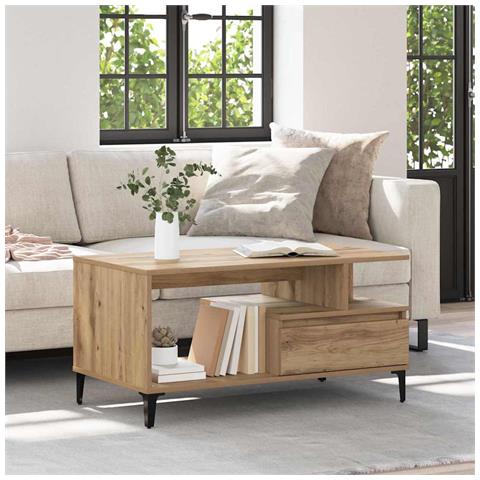 Tavolino da salotto rovere artigianale 90 x 49 x 45 cm - Foto 2