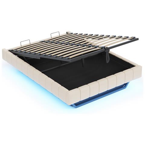 Letto Imbottito Con Design Sospeso E Barra Led - Foto 2