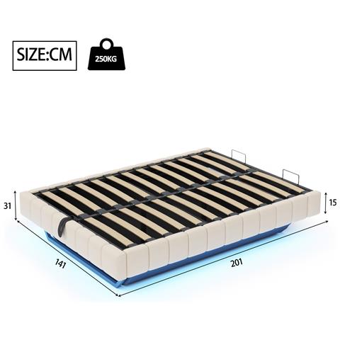 Letto Imbottito Con Design Sospeso E Barra Led - Foto 3