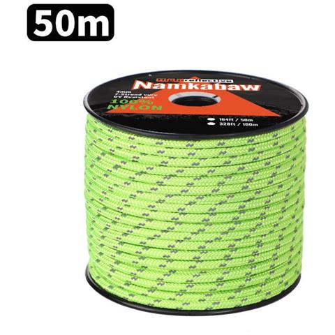 Corda Riflettente Da 50m Per Tenda Da Campeggio /escursionismo - Cavo Di Guida Ad Alta Visibilità Per Avventure All'aperto Green - Foto 1