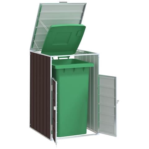 Copribidone Ruote Bidone Singolo Marrone 72x81x115 cm Acciaio - Foto 2