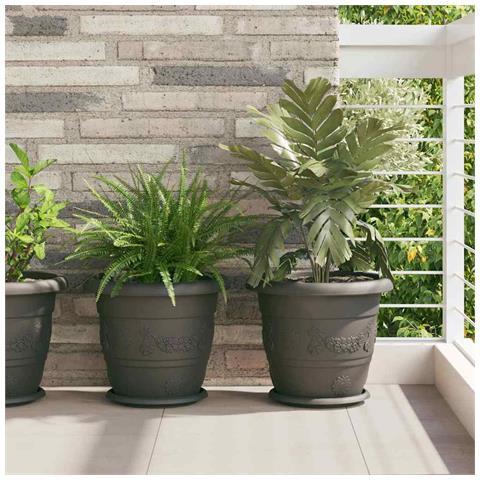 Vassoio Rotondo per Fiori 6 pcs Nero Ø 14 x 2 cm Plastica - Foto 2