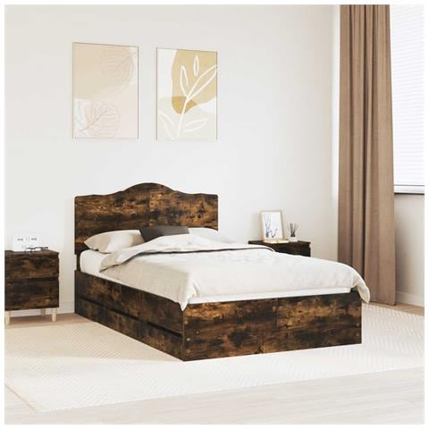 Struttura del letto con cassetto Rovere fumé 135 x 190 cm - Foto 2