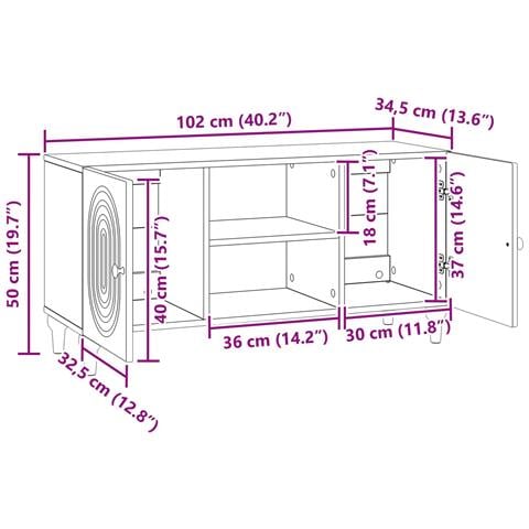 Mobile TV Legno antico 102 x 34,5 x 50 cm Legno ingegnerizzato - Foto 9