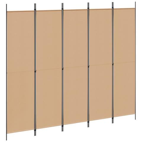 Paravento a 5 Pannelli Beige 250 x 220 cm Tessuto - Foto 1