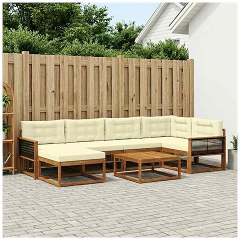 Set di divani da esterno con cuscino 7 pcs Naturale e Crema - Foto 2