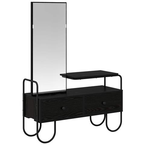 Tavolo da Trucco con cassetto Rovere Nero Legno ingegnerizzato - Foto 1