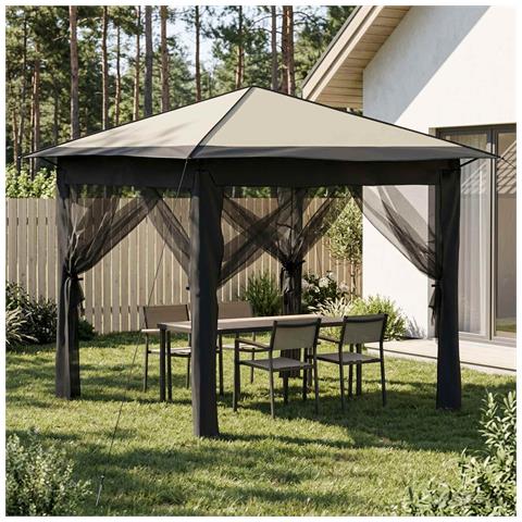 Gazebo con 4 Pareti 2,6 x 2,6 m Crema e Antracite - Foto 2