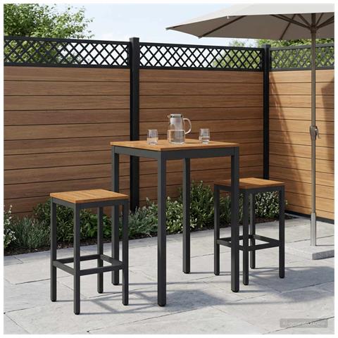 Tavolo Bar da Giardino Naturale e Nero 60 x 60,5 x 105 cm - Foto 2