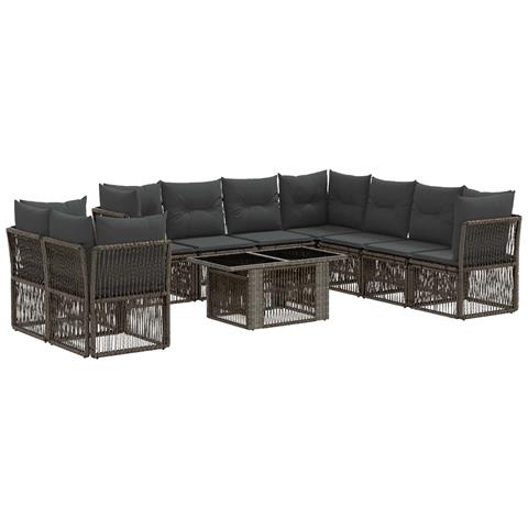 Set Divano da Giardino 10 pz Grigio polyrattan - Foto 1