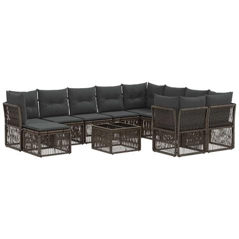 Set Divano da Giardino 11 pz Grigio polyrattan - Foto 1