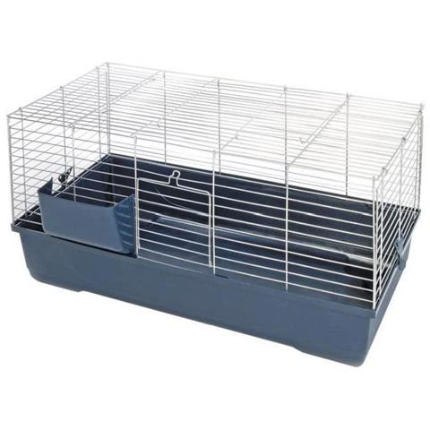 Gabbia per conigli 80x45xH42 cm con base in polipropilene e mangiatoia - Foto 2