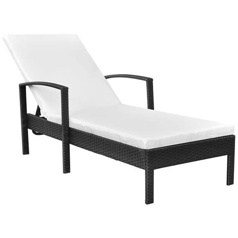 Lettino Prendisole In Polyrattan Nero - Foto 1