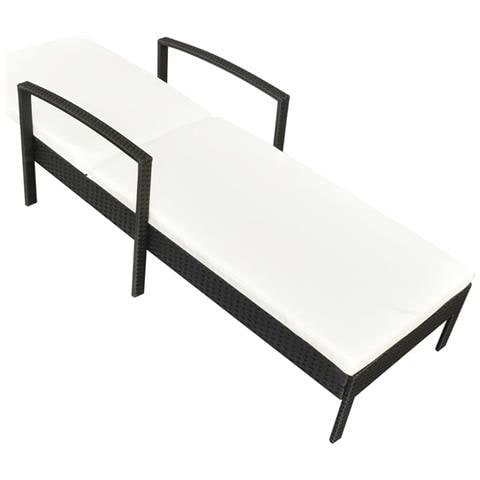 Lettino Prendisole In Polyrattan Nero - Foto 6