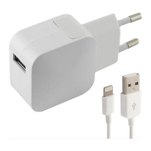 Caricabatterie Da Parete + Cavo Lightning Mfi Usb 1 M 100-240 V 5 V 2,4 A Bianco - Foto 3