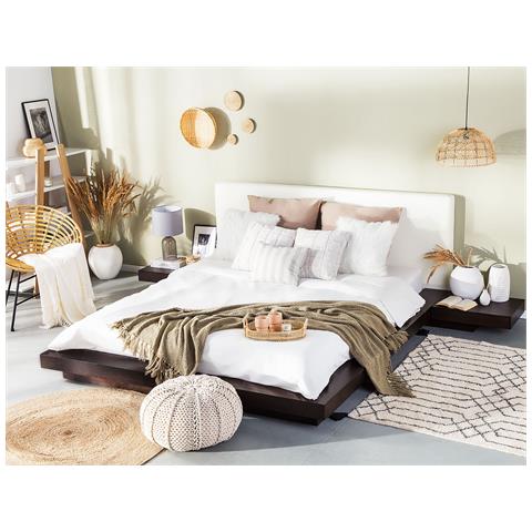 Letto Matrimoniale In Legno Color Wenge E Pelle Bianca 180x200cm Zen - Foto 33