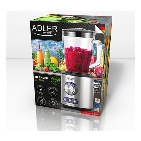 Blender Ad 4078 Piano Da Tavolo, 1700 W, Materiale Vaso Vetro, Capacità Vaso 1,5 L, Tritaghiaccio, Acciaio Inossidabile - Foto 2