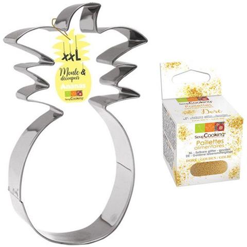 Tagliabiscotti Xxl In Acciaio Inox Ananas + Glitter Alimentare Oro - Foto 1