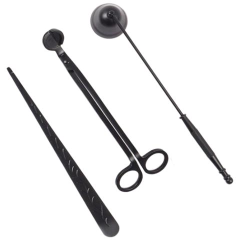 Set Di Accessori Per Candele 3 In 1 Trimmer / Spegni Stoppino / Mestolo Per Candele Nero - Foto 1