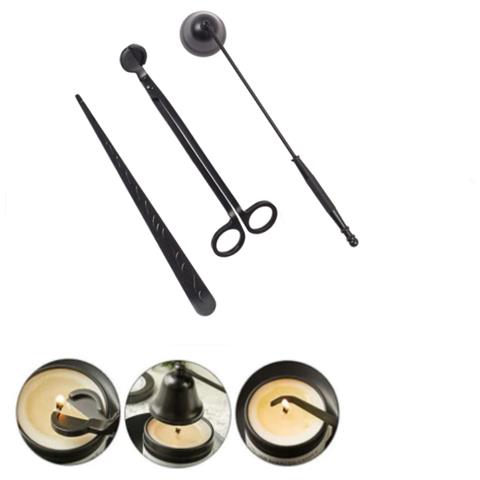 Set Di Accessori Per Candele 3 In 1 Trimmer / Spegni Stoppino / Mestolo Per Candele Nero - Foto 3