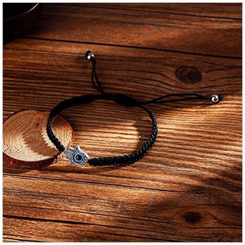 Bracciale In Macramè Con Mano Hamsa Protettiva Black - Foto 5