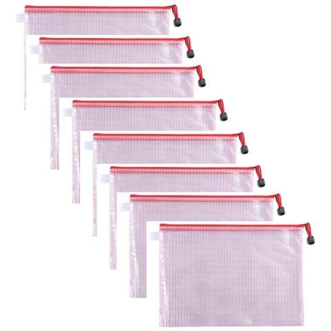 12 Sacchetti Per File Con Cerniera Trasparente B5 Red - Foto 1