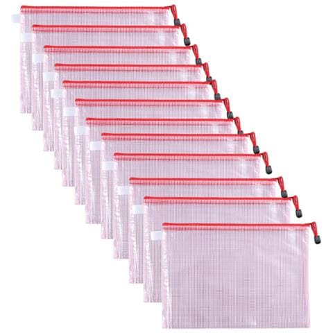 12 Sacchetti Per File Con Cerniera Trasparente B5 Red - Foto 7