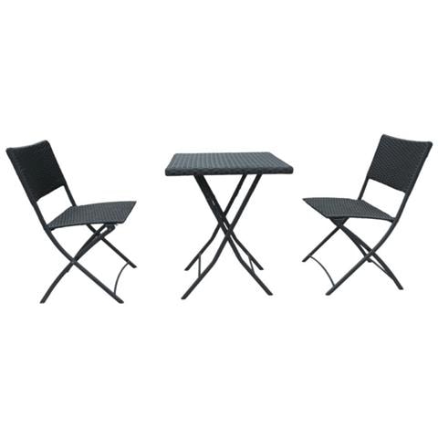 Set Wrb015 Tavolo E Sedie Pieghevoli Rattan Nero - Foto 1