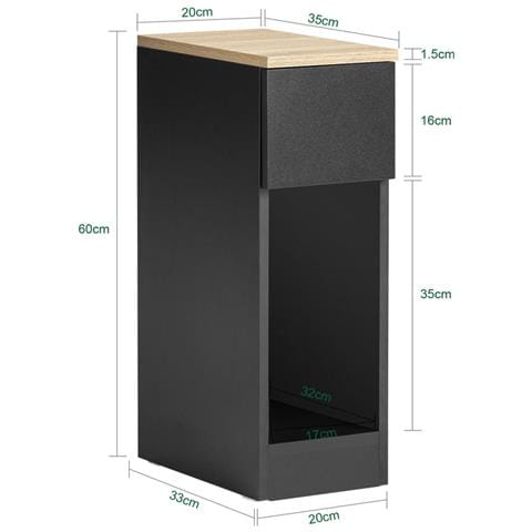 Comodino Con Cassetto Per Letto A Molle 20x60x35 Cm Nero Fbt111-sch - Foto 5