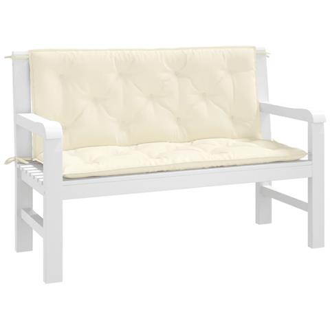 Cuscini Panca Giardino 2pz Bianco Crema 120x50x7 Tessuto Oxford - Foto 3