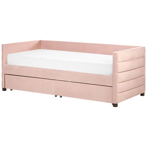 Letto Con Contenitore Velluto Rosa 90 X 200 Cm Marray - Foto 2