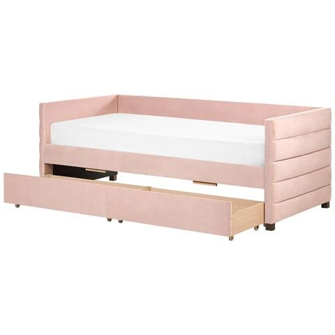Letto Con Contenitore Velluto Rosa 90 X 200 Cm Marray - Foto 6