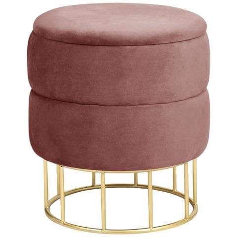 Pouf rotonda in velluto ELZA, Colore Rosa - Foto 1