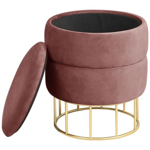 Pouf rotonda in velluto ELZA, Colore Rosa - Foto 2