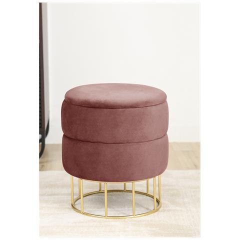Pouf rotonda in velluto ELZA, Colore Rosa - Foto 5